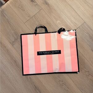 Victoria's Secret Pink White Vertical Stripe Tote